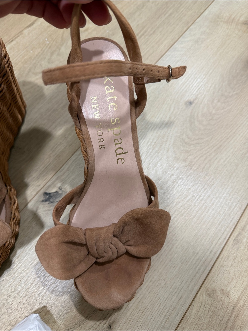 kate spade Tan Bow Wedge Sandals - Picture 2 of 7